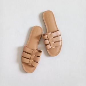 Madewell cream tan leather slide sandals